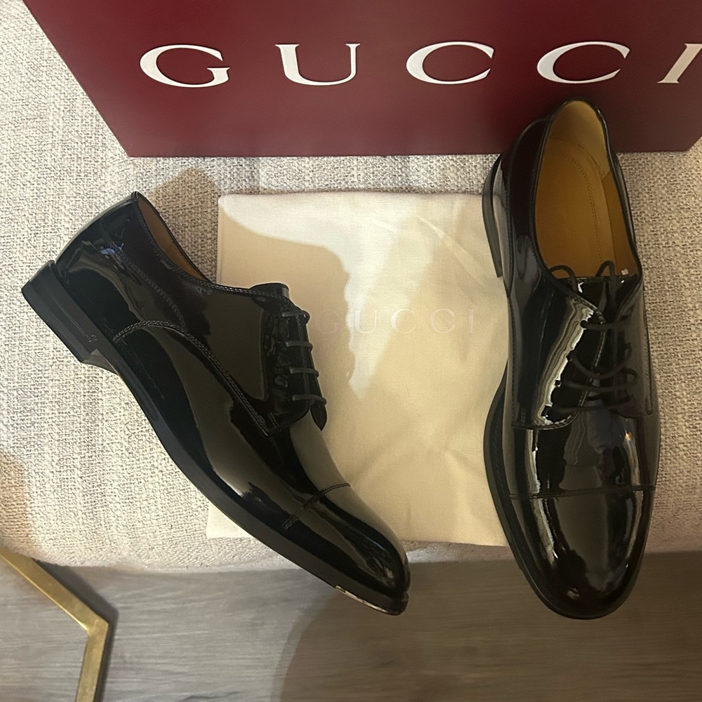 Gucci Men's Black Leather Shoes NWT - Picture 4 of 10